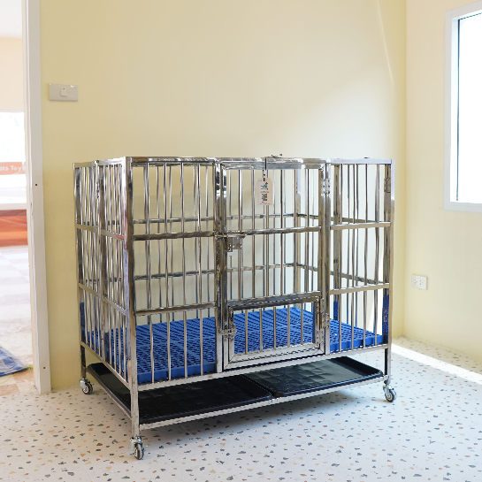 Pawradise  กรงสแตนเลส 202 รุ่นท่อกลม Size L (พับได้) ขนาด : 108 x 70 x 97 cm. - รูปที่ 5