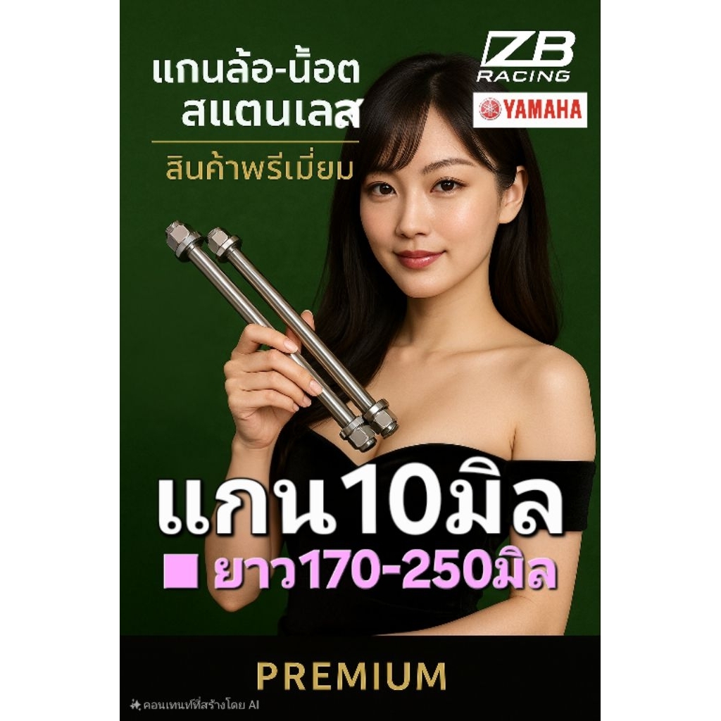 ...แกนล้อ10มิล+น็อต2ชิ้น*** แท้โรงงาน (■ยาว170-250มิล)/ YAMAHA (((Fino Mio Nuovo))) ครบเชตตามรูปภาพ : สแตนเลส304