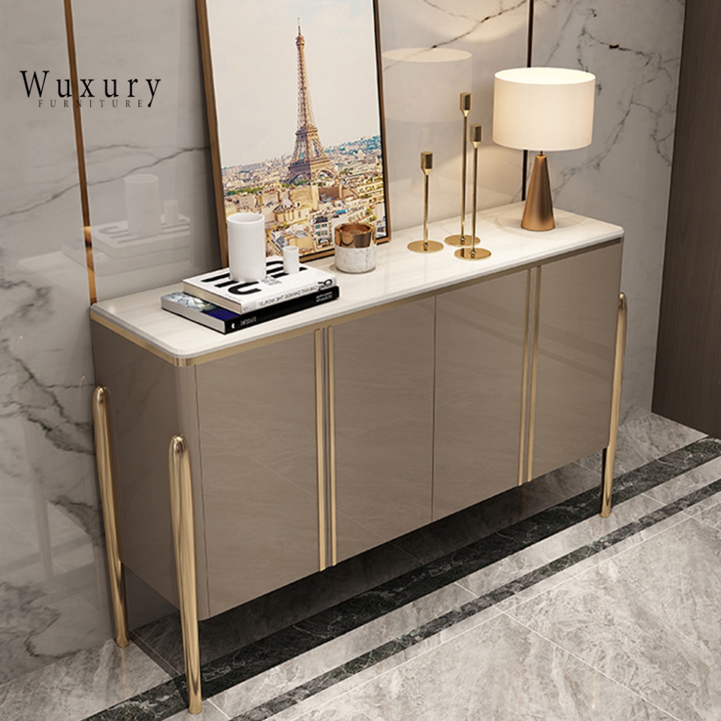Wuxury Furniture ตู้คอนโซล ตู้เก็บของ ชั้นวางของ modern luxury TOPหินอ่อน ส่งฟรี