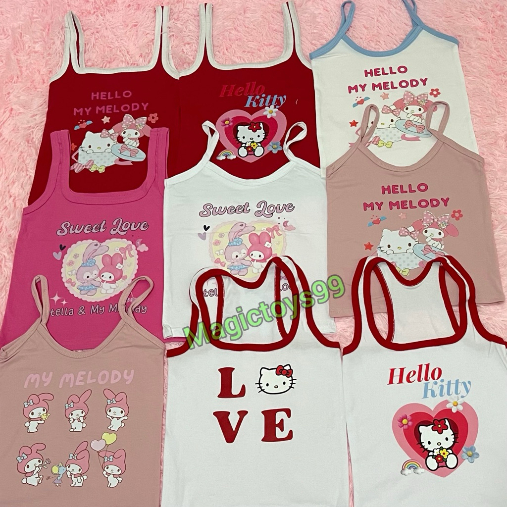 NEW‼️เสื้อสายเดี่ยว เสื้อกล้ามหน้าร้อน 🎀 เด็ก/ผู้ใหญ่[ลาย คิตตี้,มายเมโลดี้,miko การ์ตูน] น่ารัก Kitty mymelody