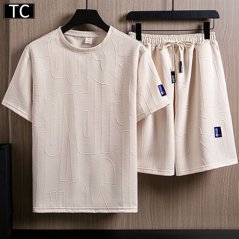 TC ชุดแฟชั่นชาย 2 ชิ้น เสื้อทีเชิร์ต (เสื้อ+กางเกงขาสั้น) คอกลม ผู้ชาย สไตค์ เกาหลี Clothing Man รุ่นW17