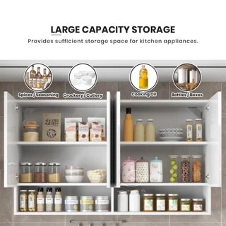 🚚พร้อมส่ง !! KENZZO ตู้ครัว ตู้ติดผนังห้องครัว ตู้ลอยเก็บของ High Gloss Wall kitchen cabinet (สีดำ/สีแดง/สีขาว)