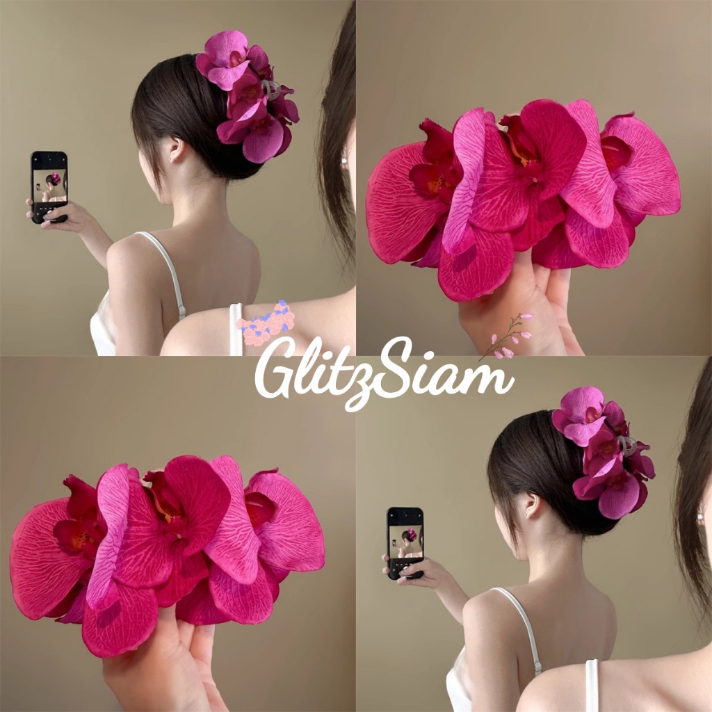 GlitzSiam🌸กิ๊บติดผมลายดอกไม้🌸เครื่องประดับผมกล้วยไม้ กิ๊บติดผมแฟชั่นสําหรับผู้หญิง พร้อมส่งในไทย