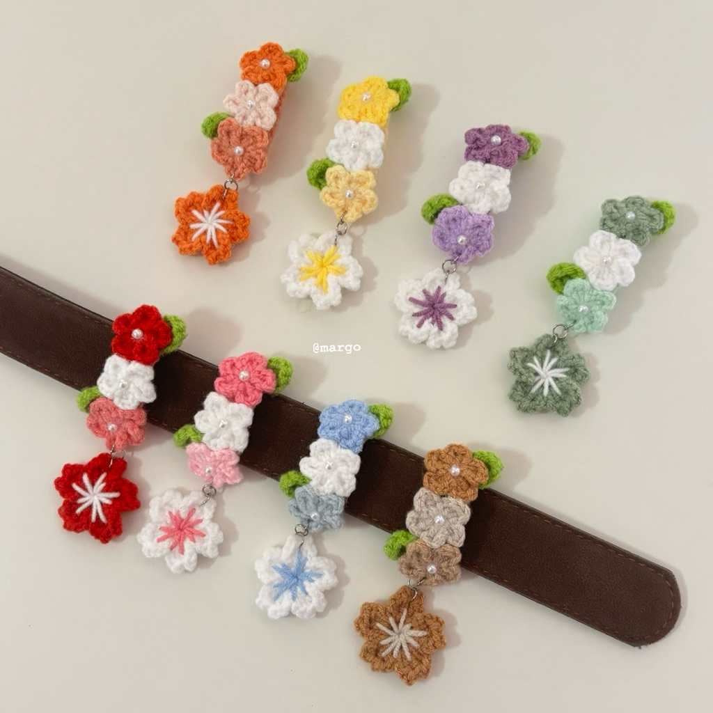 สายรัดเข็มขัดดอกไม้ไหมพรม🍡🎀สายรัดเข็มขัดไหมพรม🧶[จัดส่งภายใน 3-5 วัน]