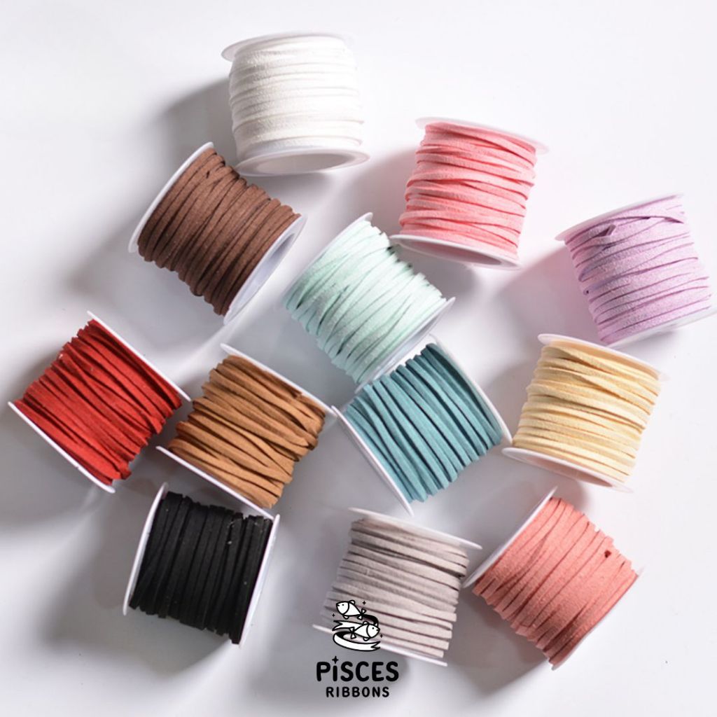 1 ม้วน【5 เมตร】* Velvet Suede Cord – เชือกหนังชามัวร์ ริบบิ้นหนังกลับเกาหลีผูกของขวัญวันเกิด ผูกช่อดอกไม้ ตกแต่ง[RP-0002]