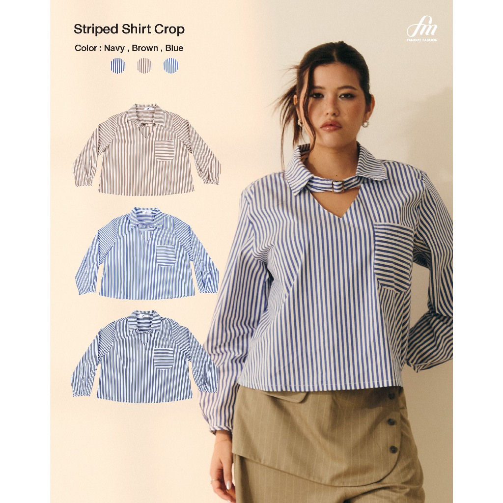 Striped Shirt Crop #FMBL-F1T018