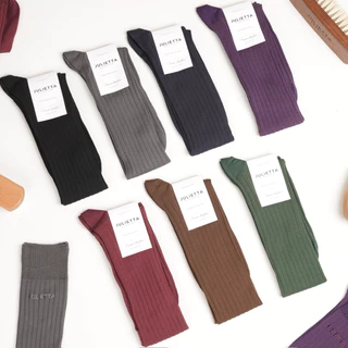 JULIETTA - Dress Knee High Socks - Premium Cotton Fabric ถุงเท้ายาวถึงเข่า Rib
