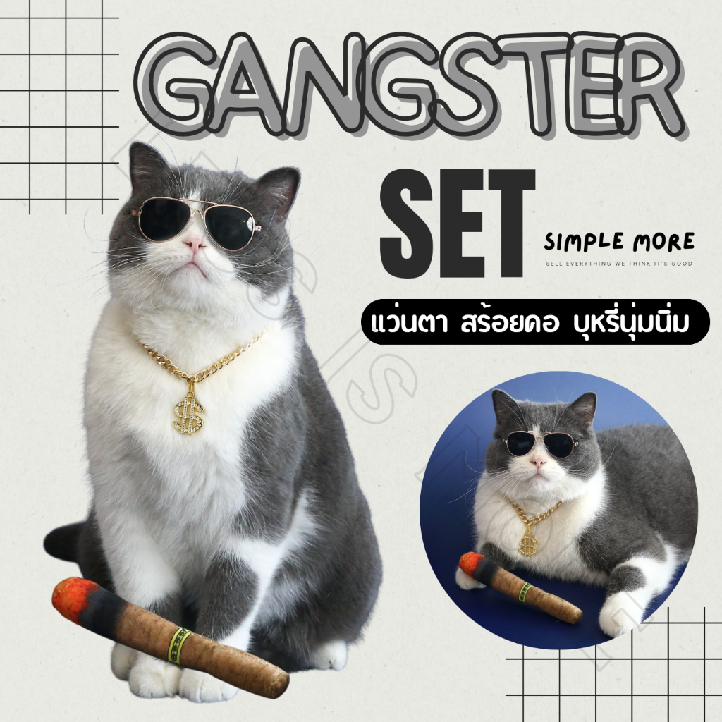 SPM พร้อมส่ง ชุดแต่งกายสัตว์เลี้ยง ชุดSET 3ชิ้น แต่งตัวสัตว์เลี้ยง สร้อยคอ แว่นตาสัตว์เลี้ยง ปลอกคอแ