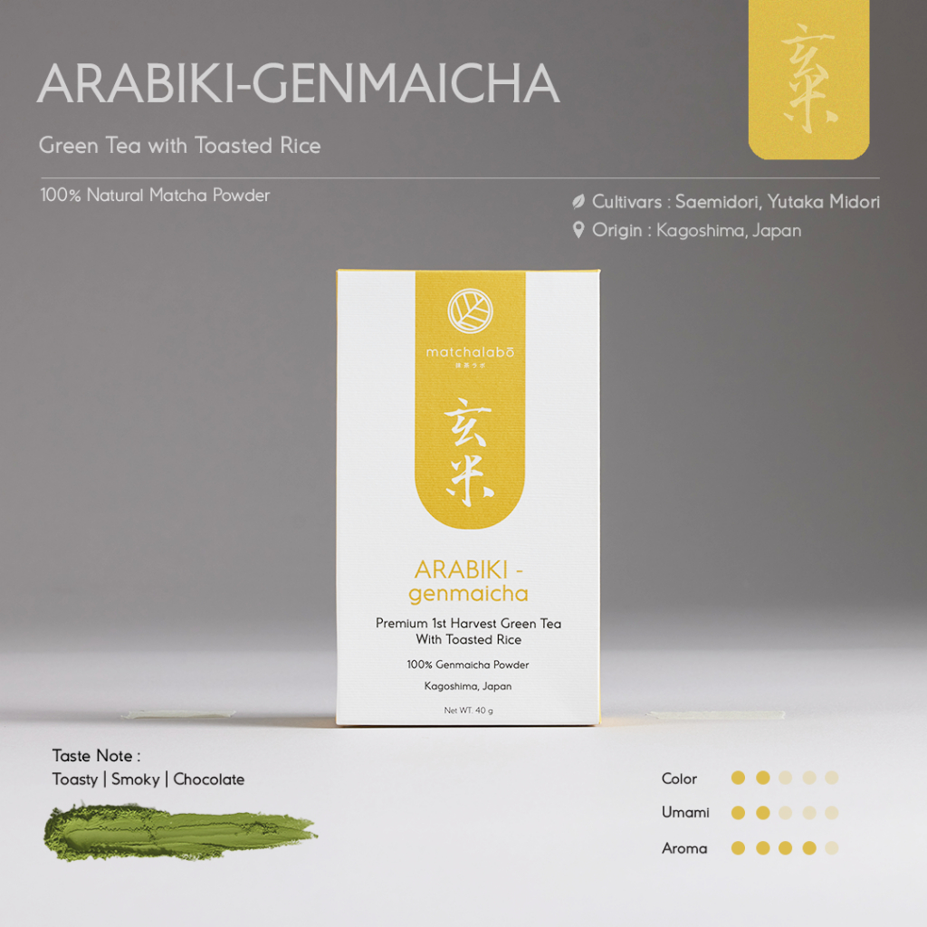 MATCHALABO อาราบิกิ เกนไมฉะ ผงเกนไมฉะ ชาข้าวคั่ว เกรดพรีเมี่ยม I ARABIKI – genmaicha