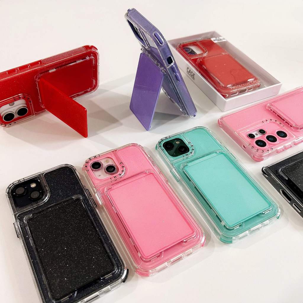 เคสกากเพชร ตั้งได้พร้อมกระจก 25ultre รุ่น i11 12 12pro 13 promax 14 promax 15 promax 16 promax samsungs24ultre