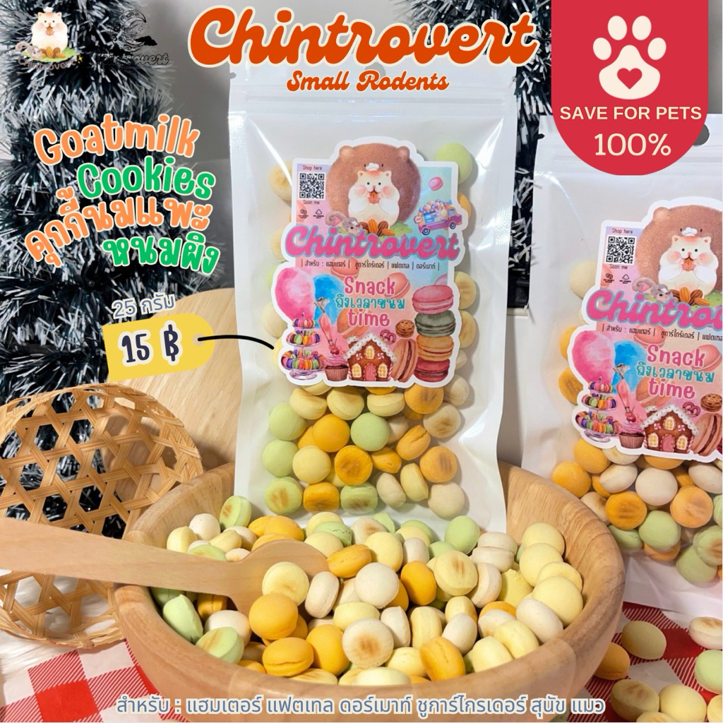 Chintrovert ✨| Goat milk Cookies คุกกี้นมแพะหนมผิง 40g. | แฮมเตอร์ แฟตเทล ดอร์เมาท์ ชูการ์