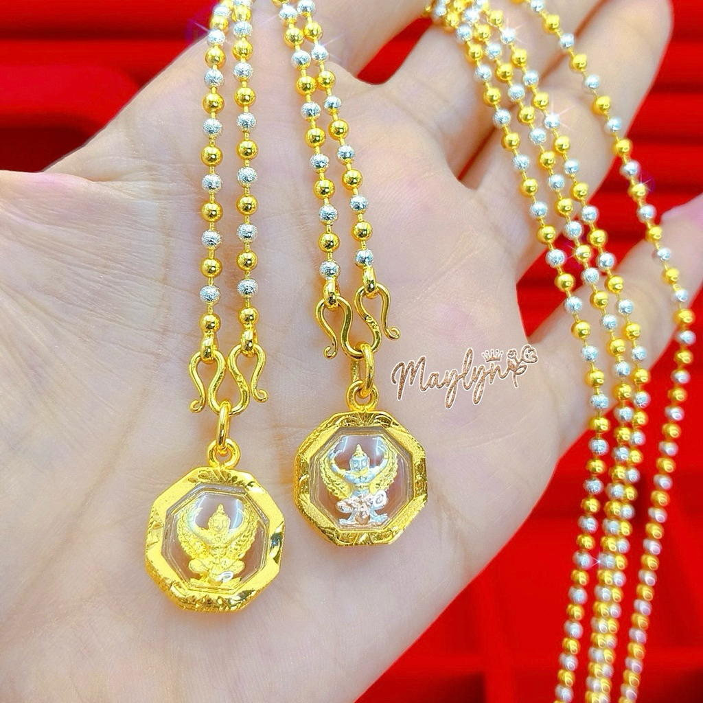 สร้อยพร้อมจี้พญาครุฑแปดเหลี่ยม 2สลึง | สร้อยพร้อมจี้ จี้พระเศษทองหุ้ม ทองไมครอนเกรดพรีเมียม ใส่กับทองแท้ได้ สวยเหมือนแท้