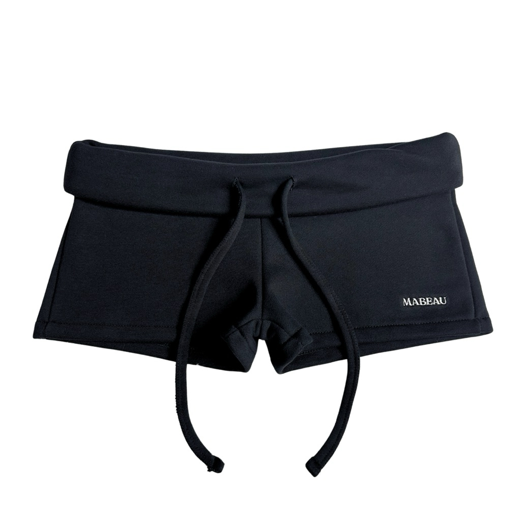 Mabeau - Fluffy shorts กางเกงขาสั้นเอวต่ำพับขอบเอว(ขอบเอวไม่ได้เย็บติด)  ปักฟ้อนภาษาอังกฤษ รูปที่ 4