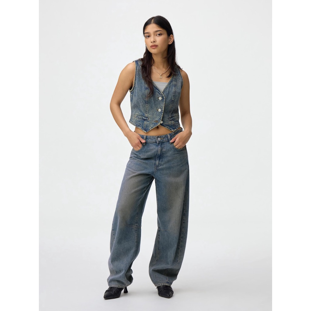 gu barrel leg baggy jeans