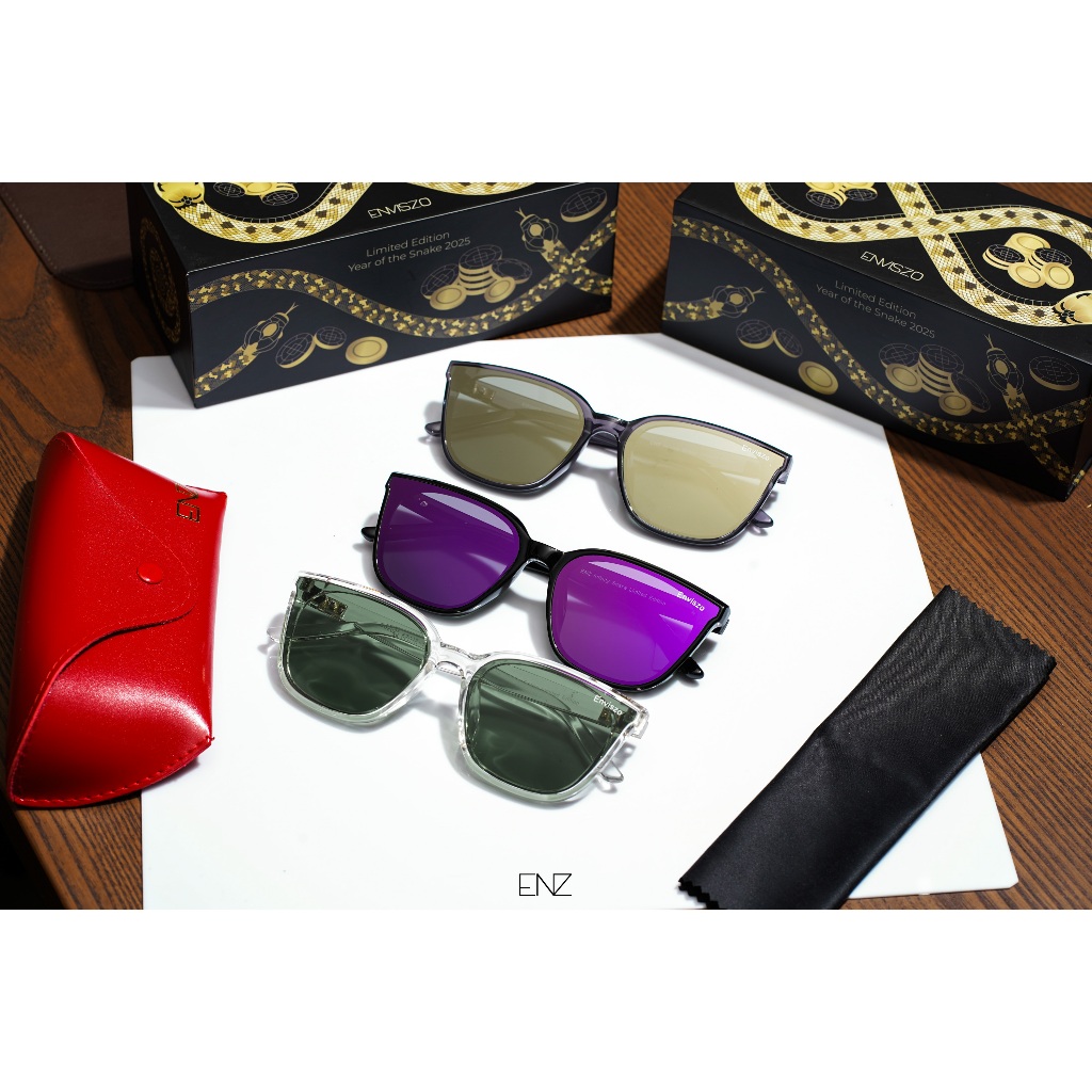ENVISZO ES2025 Infinity Snake Limited Edition รุ่นพิเศษปี 2025 เลนส์กันแดด UV100% พร้อมกล่องและผ้าเช็ดแว่น