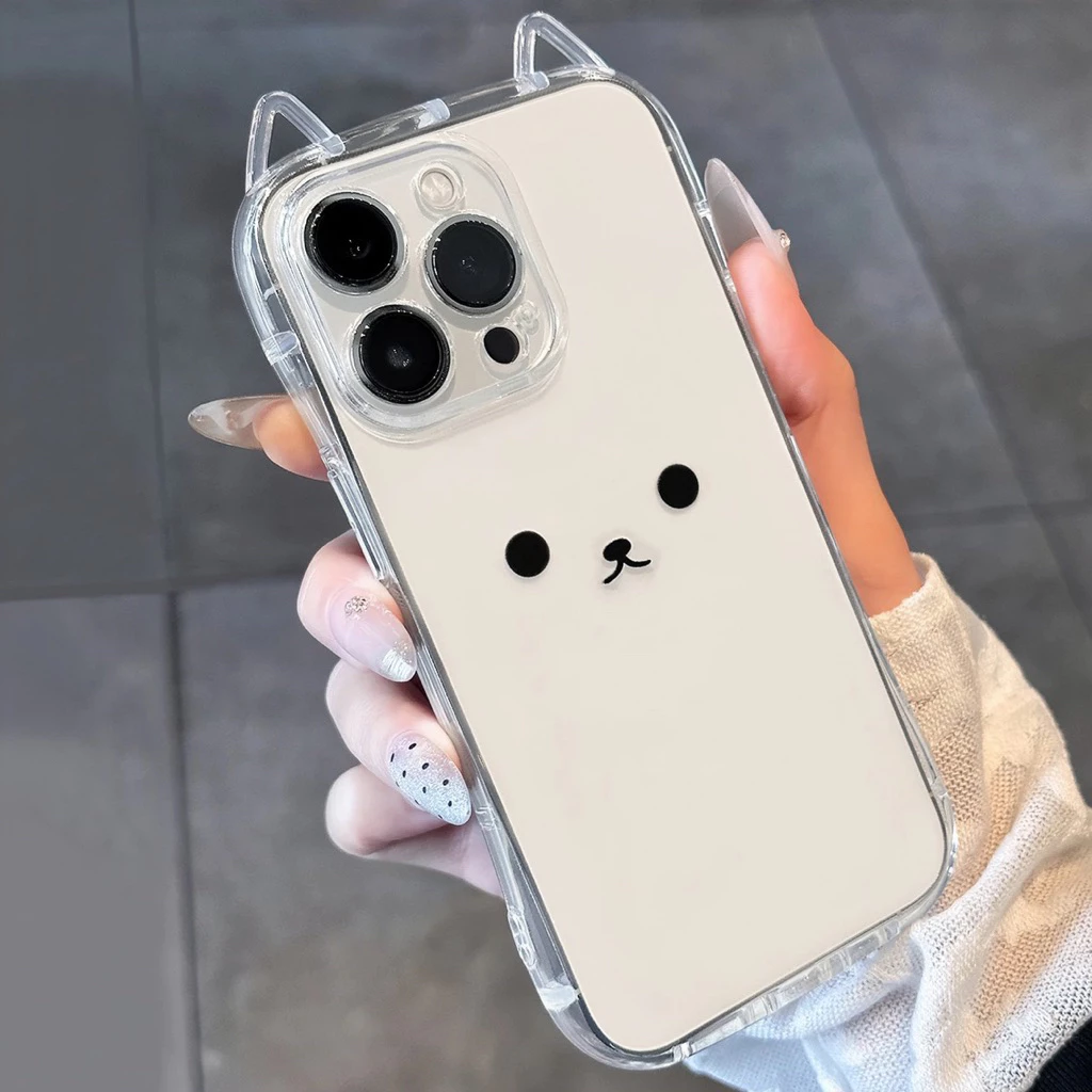 ราคาถูก^^เคสใสหูแมว For iphone13 14 ลายการ์ตูนหมีสำหรับ ไอโฟน11 16promax 12 pro max 13 pro max 15promax 16plus 17 promax