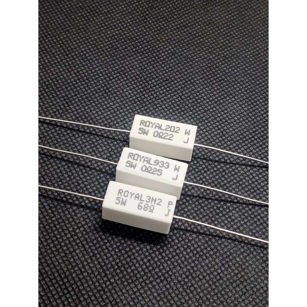 (แพ็ค2ตัว) ตัวต้านทาน 5W 68โอห์ม/0.22โอห์ม/0.25โอห์ม,Rกระเบื้อง, Resistor Ceramic 5W 68-ohm/0.22-ohm
