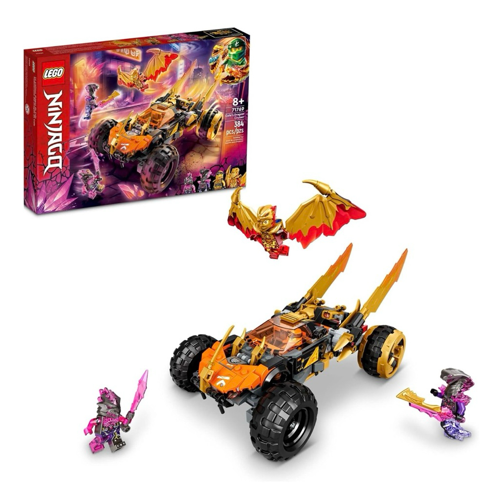 LEGO NINJAGO Cole’s Dragon Cruiser Car Toy, 71769 Ninja Toys with Golden Kai, Cole and Snake Warrior