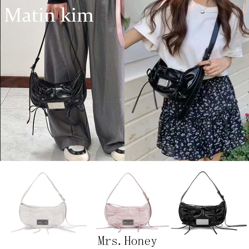 『 Mrs.Honey』แท้ / พร้อมส่ง Matin kim เชือกสูบผีเสื้อกระเป๋าถือไหล่ข้างเดียว