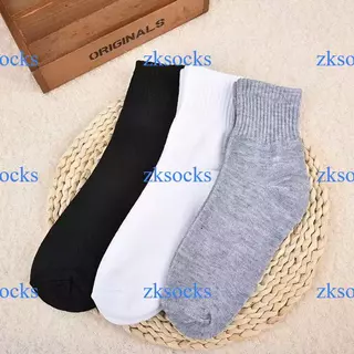 ZKSOCKS 1แพค=20คู่ ถุงเท้านักเรียนคุณภาพดี แพคกิ้งเดี่ยว พร้อมส่ง🚚ขาว/ดำ/เทา