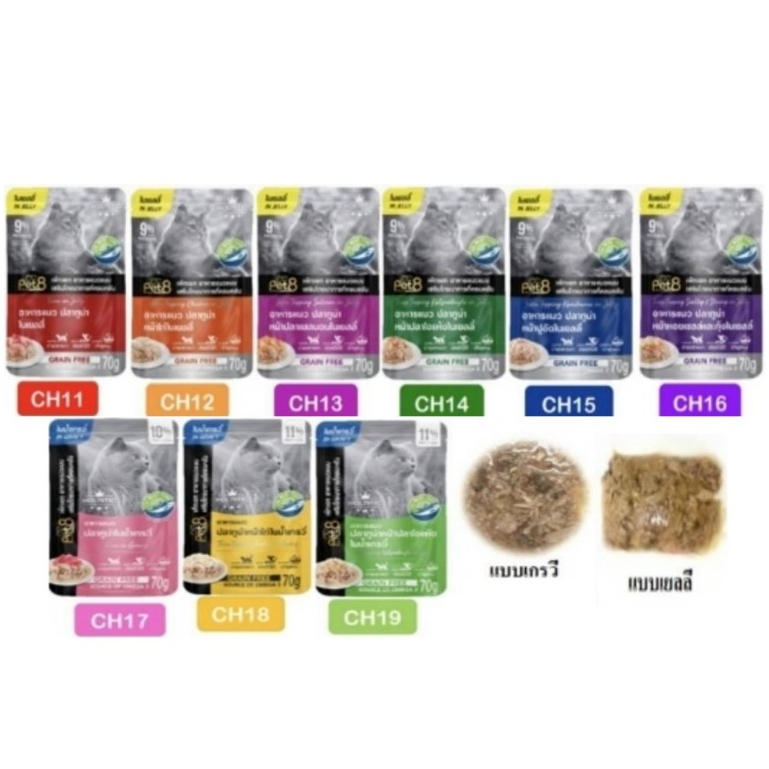 Pet8 Gold เพาซ์ อาหารเปียกแมว 70g.*48ซอง