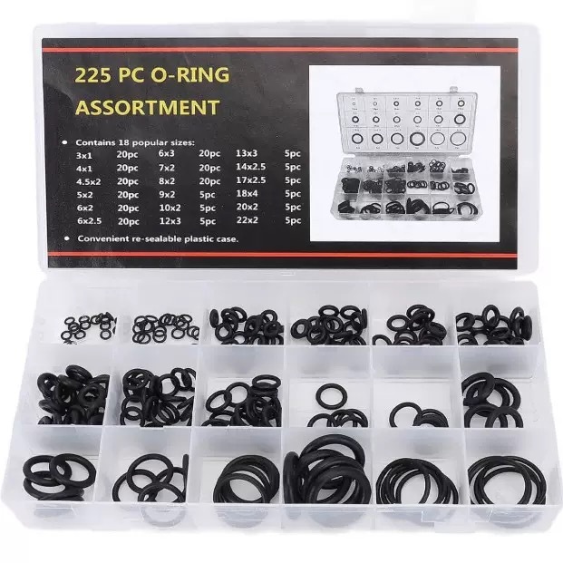 O-ring ยาง โอริง อเนกประสงค์ คุณภาพสูง 18 ขนาด 225 ชิ้น พร้อมกล่องพลาสติก