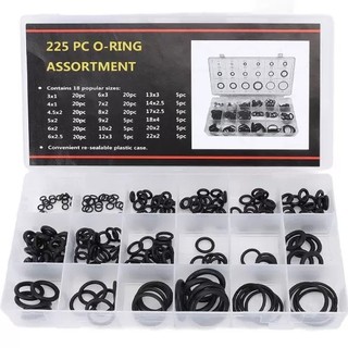 O-ring ยาง โอริง อเนกประสงค์ คุณภาพสูง 18 ขนาด 225 ชิ้น พร้อมกล่องพลาสติก