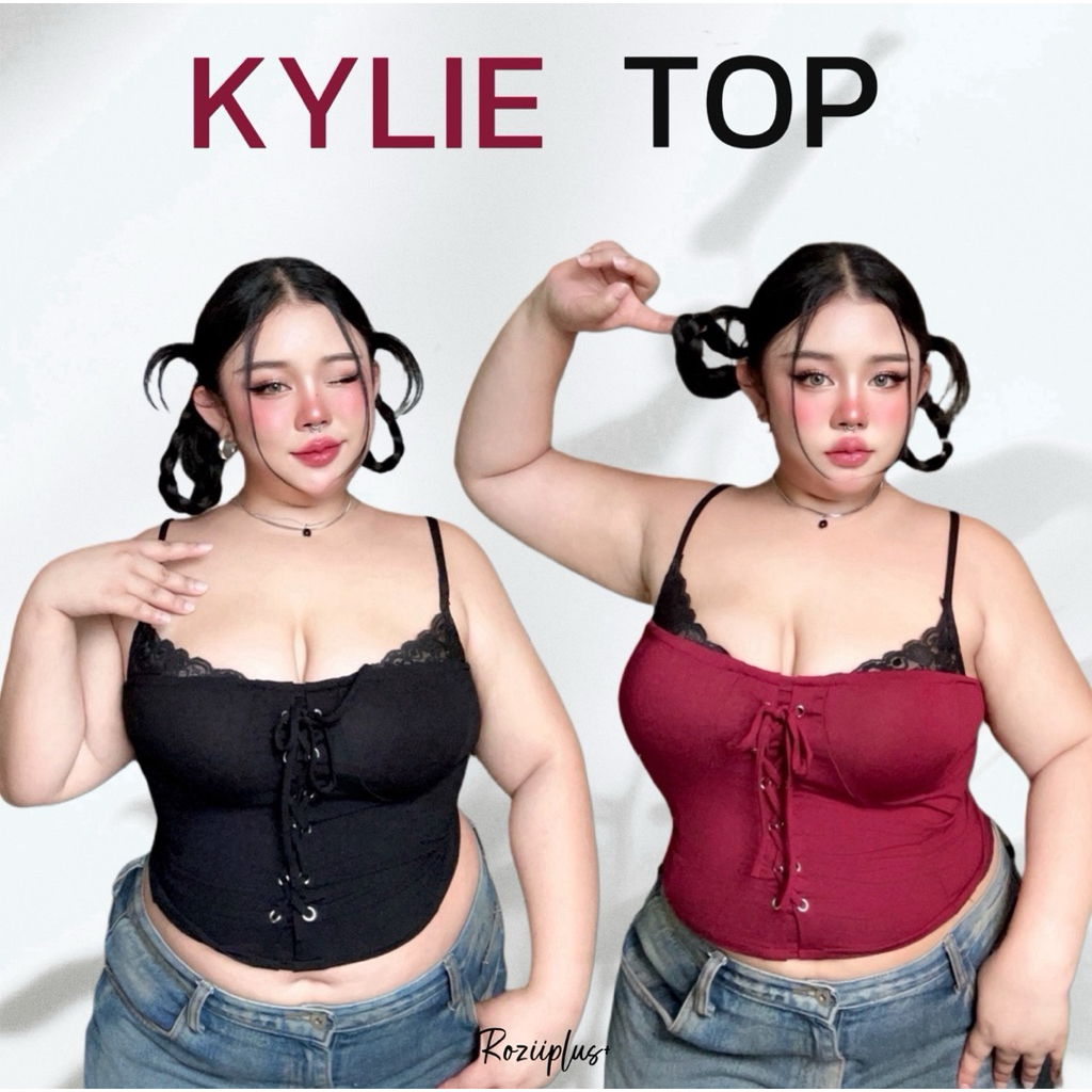 𝗞𝘆𝗹𝗶𝗲 𝗧𝗼𝗽 เสื้อสายเดี่ยว ❤️สาวอวบ❤️ แต่งตาไก่ ผ้าสเปนเด็กซ์ มี2สี ยืดเยอะ