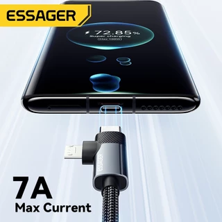 ESSAGER สายชาร์จเร็ว 7A USB To Type C To Micro 2 in 1 สำหรับโทรศัพท์ USB 2.0 480 Mbps 100W Cord