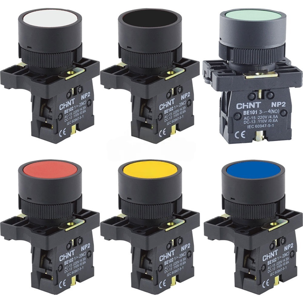 NP2-EA สวิตช์ปุ่มกด กดติดปล่อยดับ Push Button Switch 22mm. "CHINT"