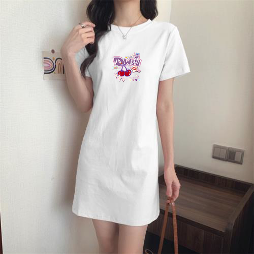 🍓🍓เสื้อเดรสผู้หญิงสไตส์มินิมอล สกรีนสีสดใสลายน่ารักๆ เนื้อผ้าใส่สบาย สินค้าพร้อมส่ง