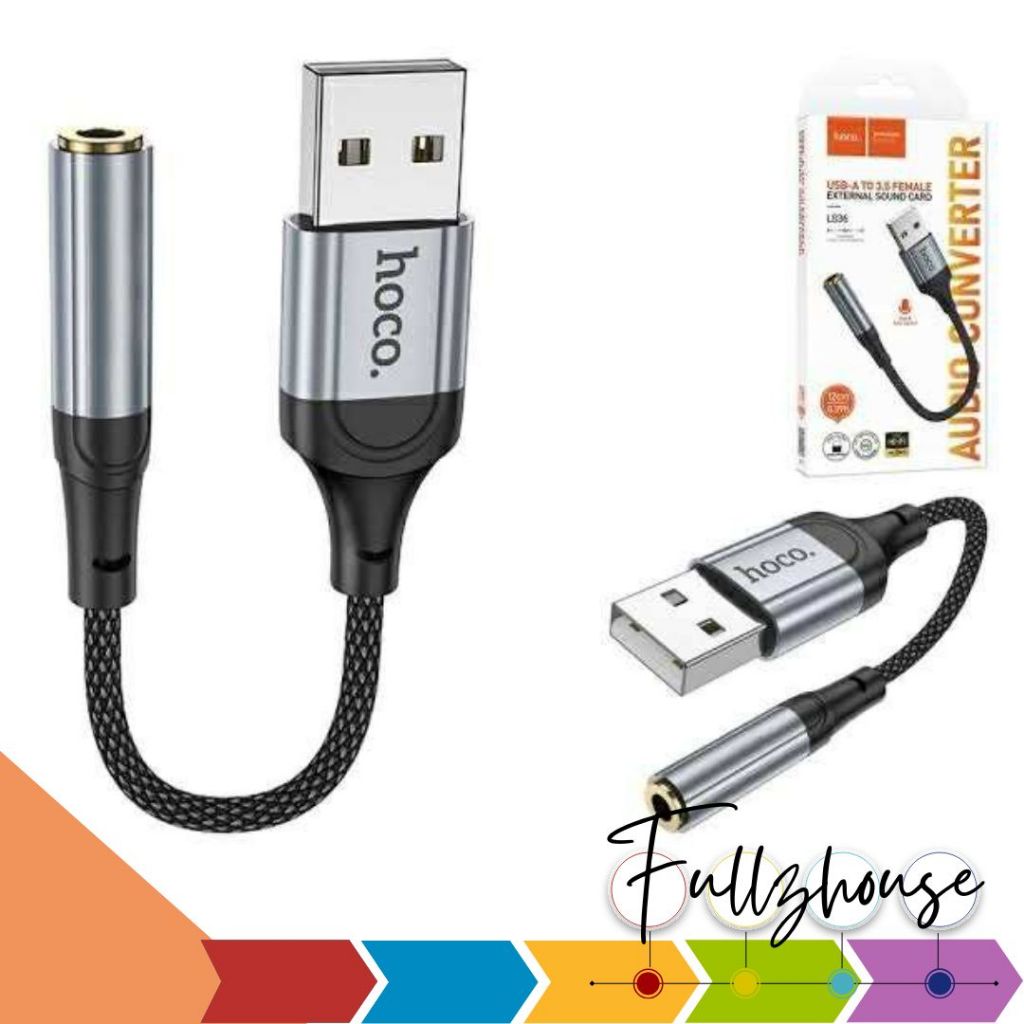 จัดส่งด่วน Hoco LS36 หัวแปลงหูฟัง Aux to USB A รองรับการโทรศัพท์ และควบคุมปุ่มกด
