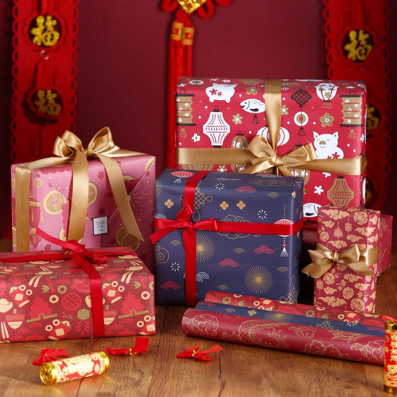 กระดาษห่อของขวัญลายแบบจีน Chinese Style Gift Wrapping Paper 50x70cm