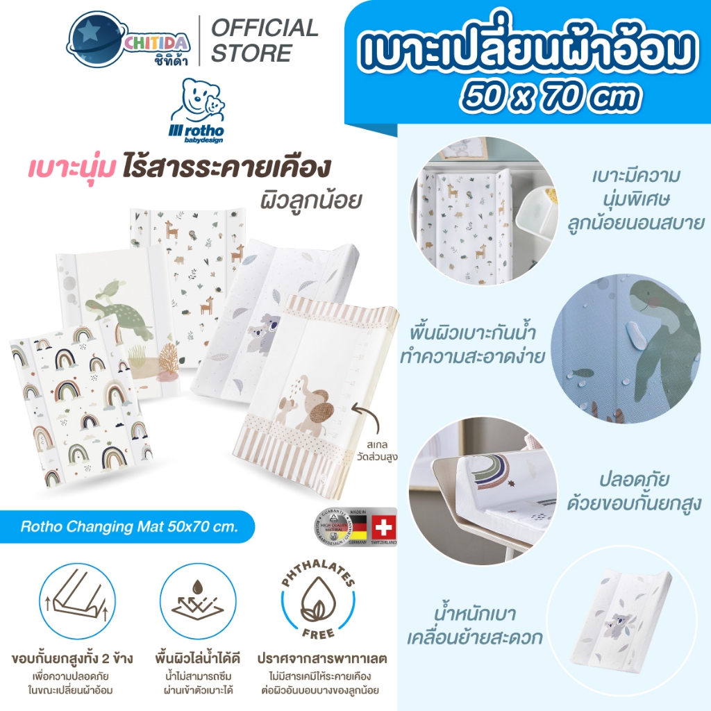 Rotho Wedge Changing Mats เบาะเปลี่ยนผ้าอ้อม ขนาด 50×70 cm. ลายการ์ตูน