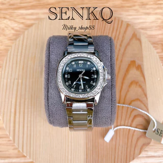 (M51) นาฬิกา SENKQ รุ่นใหม่ล่าสุด หน้าปัดทรงเหลี่ยมมน ล้อมเพชร ระบบควอช สวยหรู (5 สี)