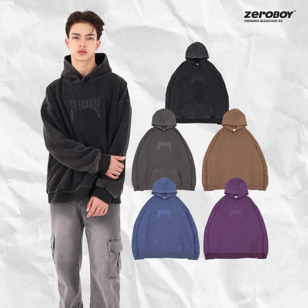 ZEROBOY - Hoodies Bleached S2 " ฮู้ดผ้าฟอก 5 สี "