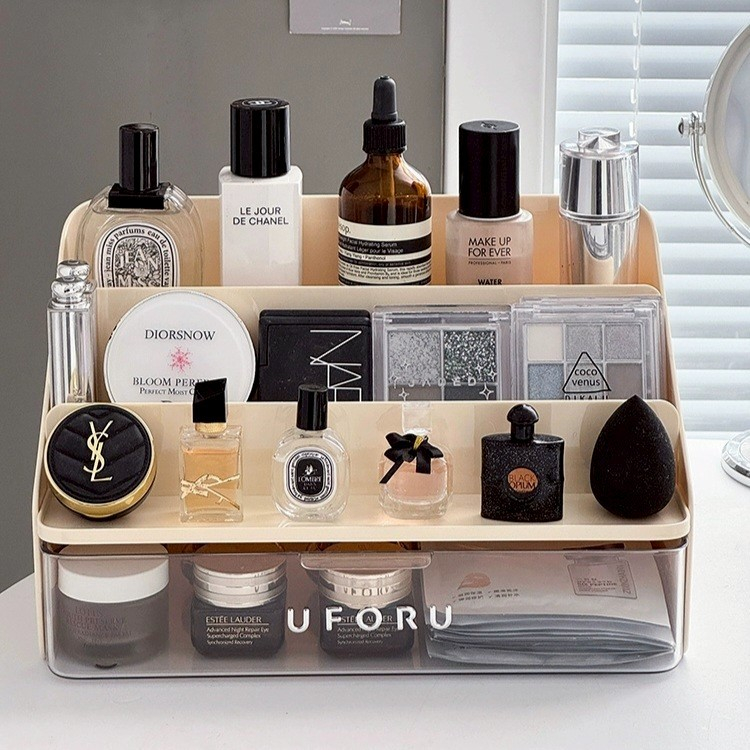 UFORU ชั้นวางเครื่องสำอาง ชั้นวางโมเดล แบบขั้นบันได มีลิ้นชักในตัว จัดเก็บของได้เยอะ ประหยัดเนื้อที่ ราคา ถูกที่สุด ดีลบีเคเค แกลเลอรีภาพที่ 3