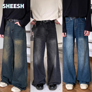 SHEESH-กางเกงยีนส์ผู้ชาย ขากระบอกใหญ่  สไตล์วินเทจ ขายาว  ba…