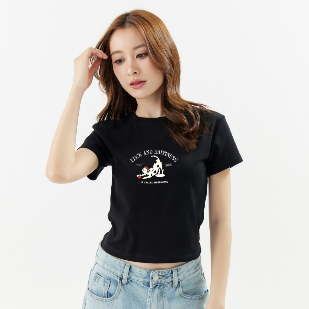 MEET ME - Top 0033 I  ลาย LUCK AND HAPPINESS เสื้อครอป รูปที่ 2