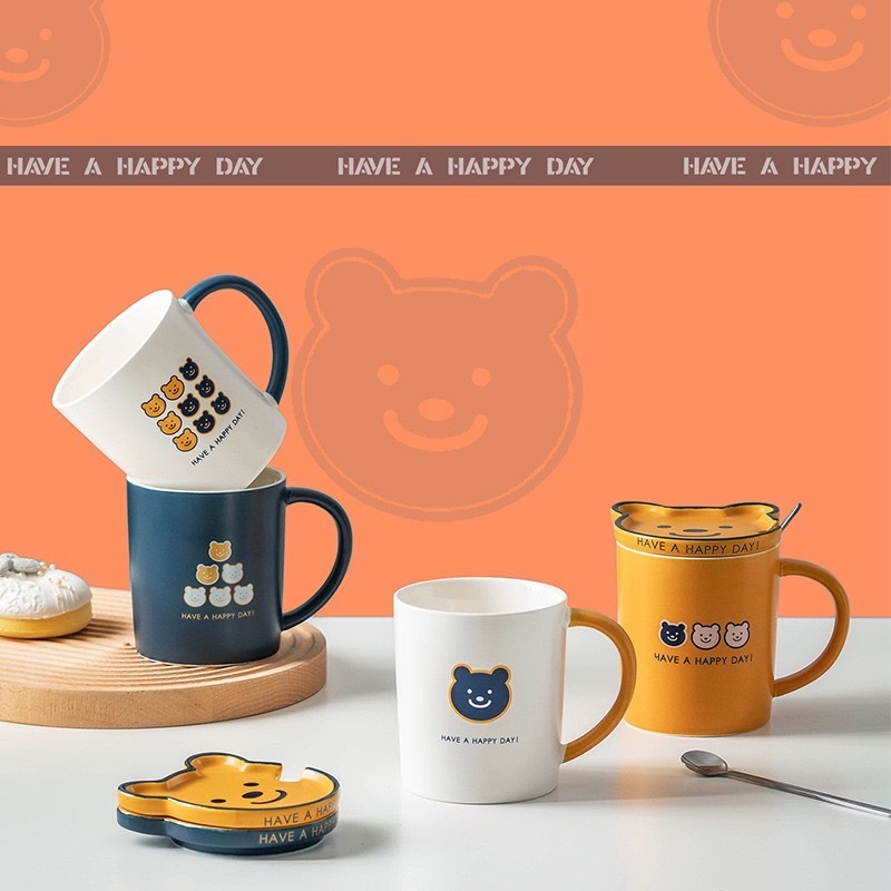 เซ็ทแก้วน้องหมีของขวัญ พร้อมกล่อง แพคเกจหรู แก้วกาแฟหมี เซรามิค