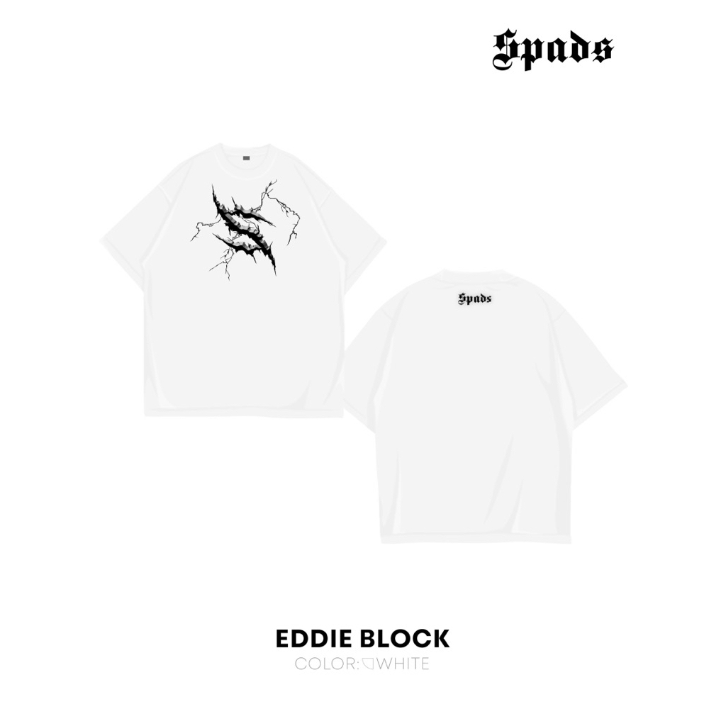 New Collection เสื้อยืด Spads EDDIE BLOCK White เนื้อผ้า Mid Tier เกรด Premium (Unisex)