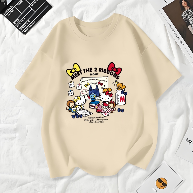 เสื้อยืดผู้หญิงแฟชั่นสาวลายการ์ตูนน่ารักฤดูร้อนเสื้อผ้าแฟชั่นส่วนเกาหลีสวมใส่สบายมาก#A189