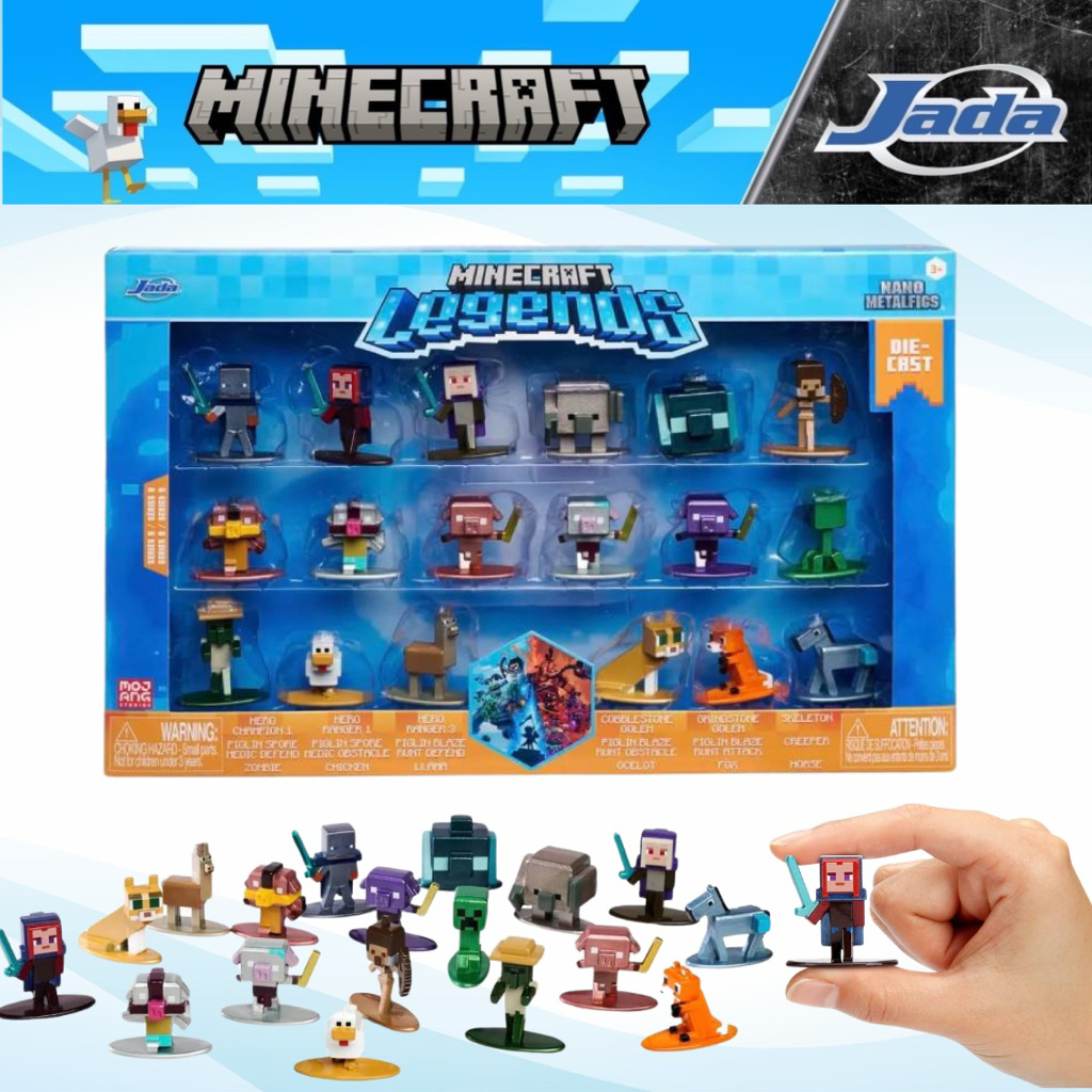 Jada Toys Minecraft Nanofig , Set Minecraft Legends Collectible Metal Nano Figures, 18 Pieces/Set, 1