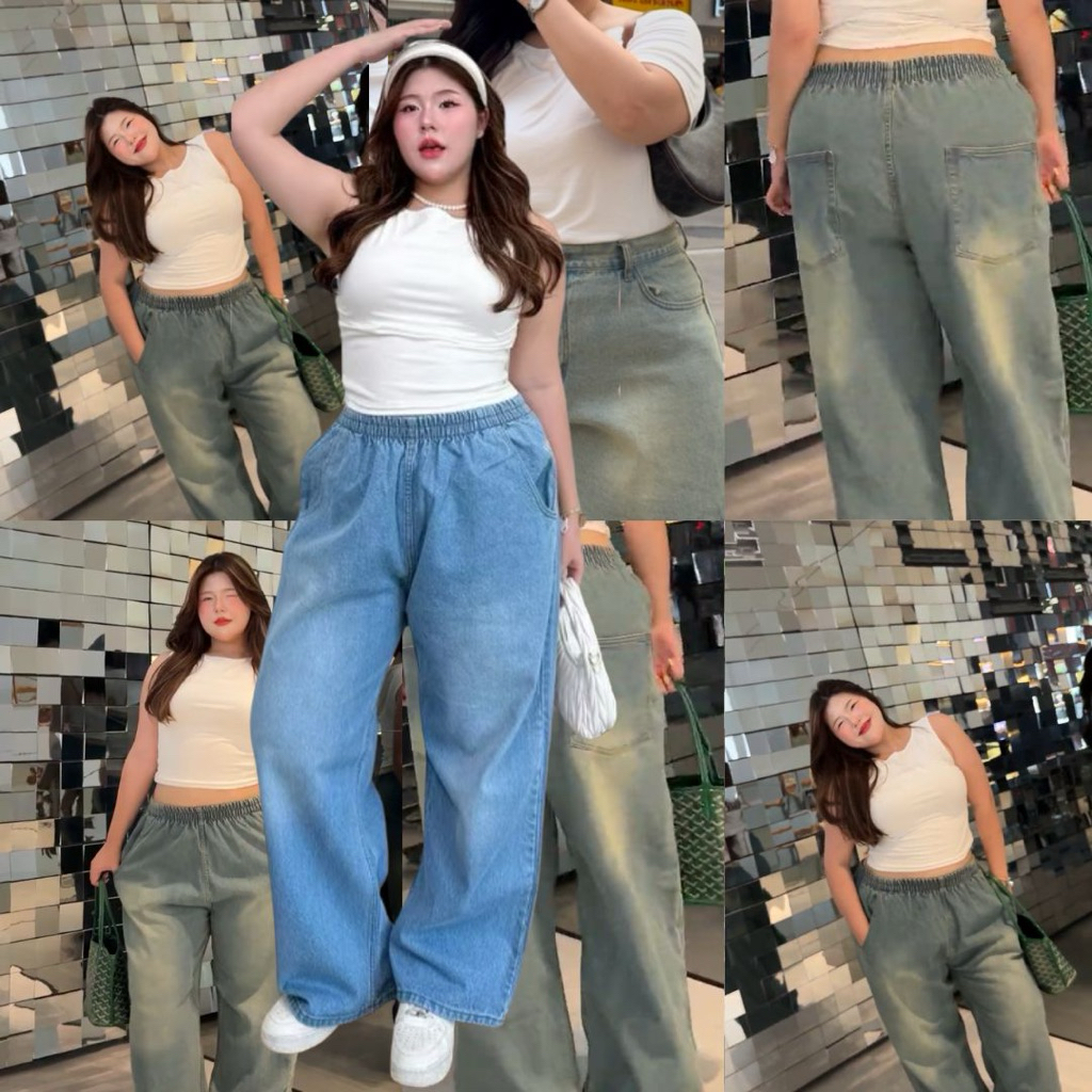 Moonjeans กางเกงยีนส์ขายาวสาวอวบ เอวยางยืดรอบตัว Moonstonechubbyhouse [ Code: 444 ]
