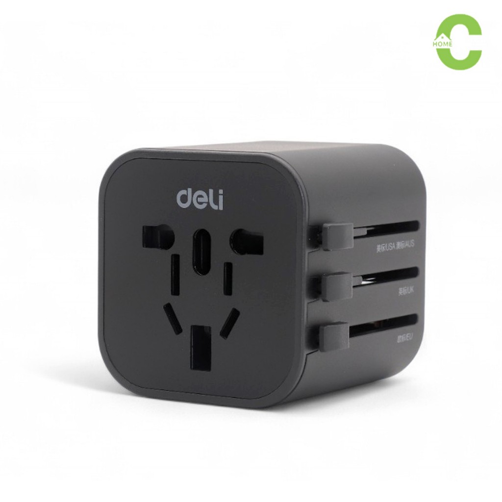 HOMEC อแดปเตอร์แปลง ที่แปลงไฟ ปลั๊กไฟ หัวแปลงปลั๊กไฟ พร้อมช่อง USB Type-c Adapter ชาร์จเร็ว 75w