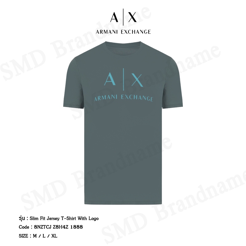 Armani Exchange เสื้อยืดคอกลมผู้ชาย รุ่น Slim Fit Jersey T-Shirt With Logo Code: 8NZTCJ Z8H4Z 1888