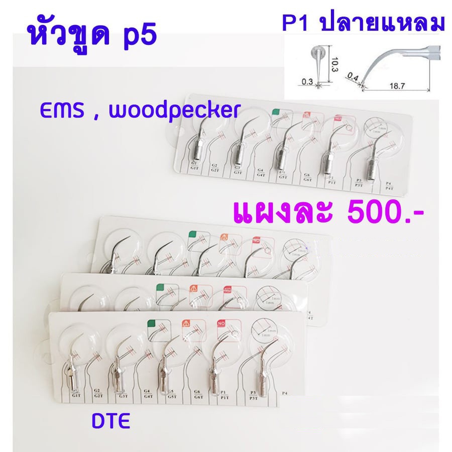 Scaler Tip หัวขูดหินปูน Woodpecker EMS DTE เบอร์ P1 G1 G4 PD1 GD1 GD4 [มีของพร้อมส่ง]