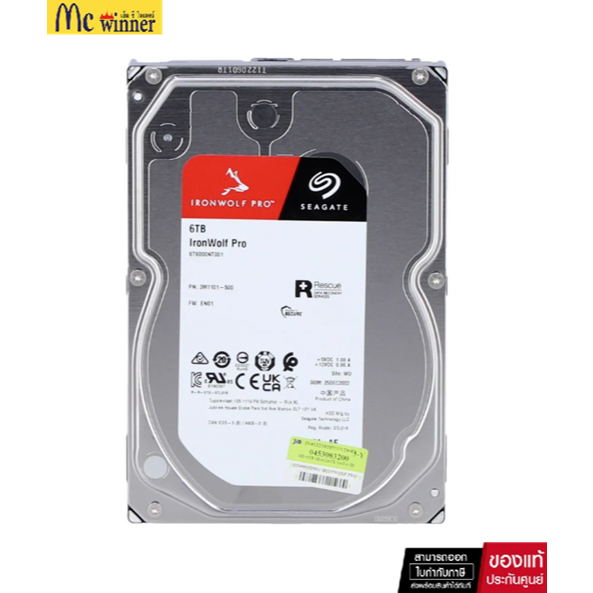 6 TB 3.5 INCH HDD (ฮาร์ดดิสก์ 3.5 นิ้ว) SEAGATE IRONWOLF PRO - 7200RPM SATA3 (ST6000NT001)