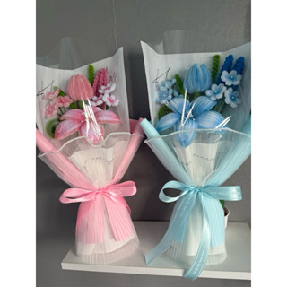 ช่อดอกไม้ลวดกำมะหยี่ ดอกทิวลิป(จัดทำ1-2วัน) สูงประมาณ40-42 c…