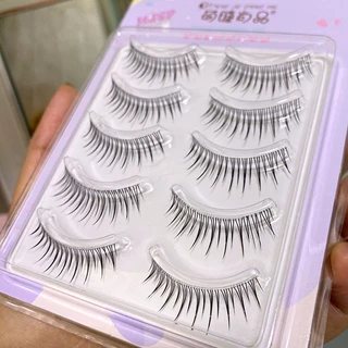 YOTAI ขนตาปลอม 5D แพ็ค 5คู่ แกนเอ็นใส แบบใส แบบบาง หนาแน่น ดูเป็นธรรมชาติ ขนตาปลอมสไตล์ไทย M06